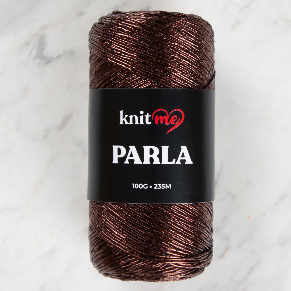 Knitme Parla Kahverengi Simli Örgü İpi